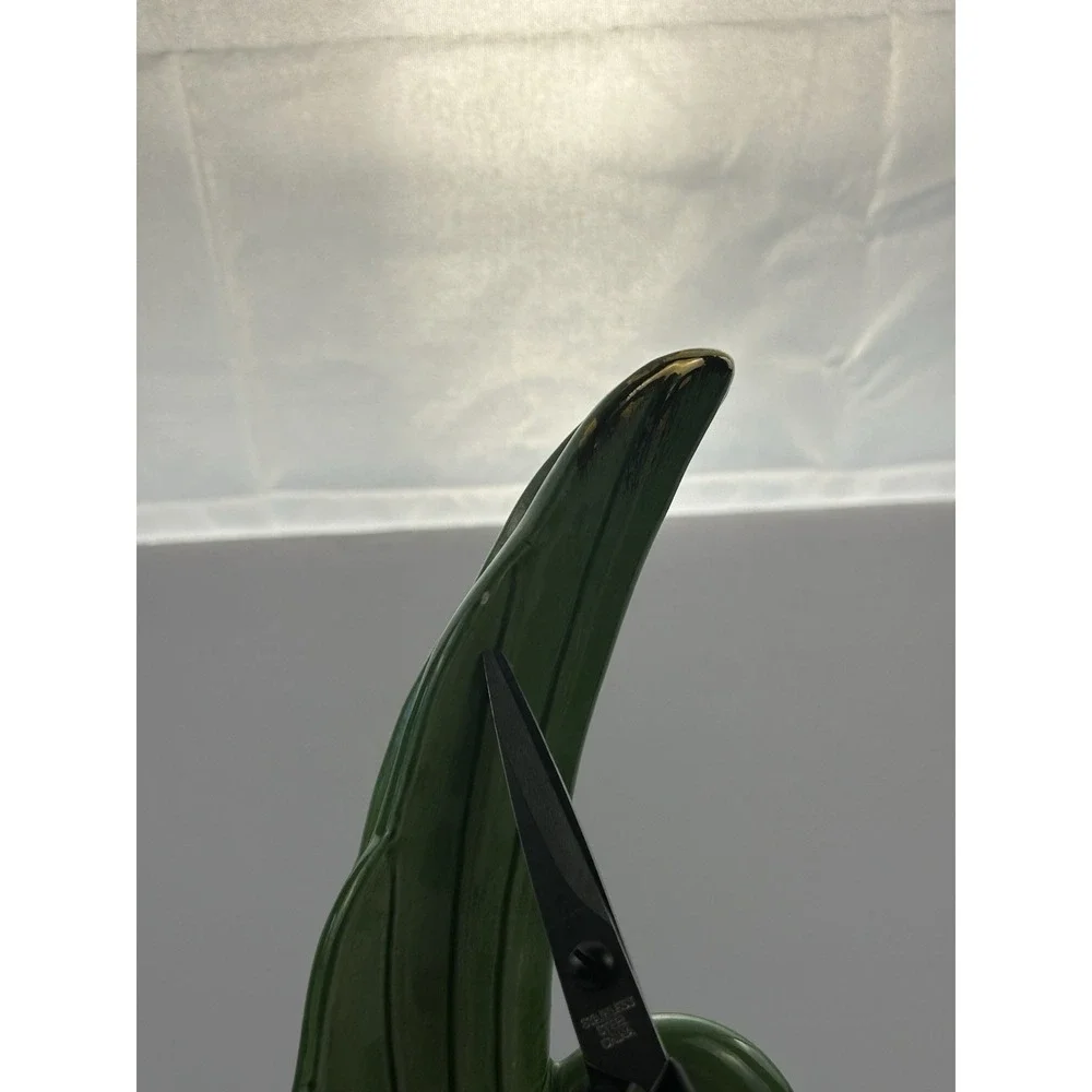 Vintage Japan Green Ceramic Swan Bird Figurine Statue Gold Accent 14